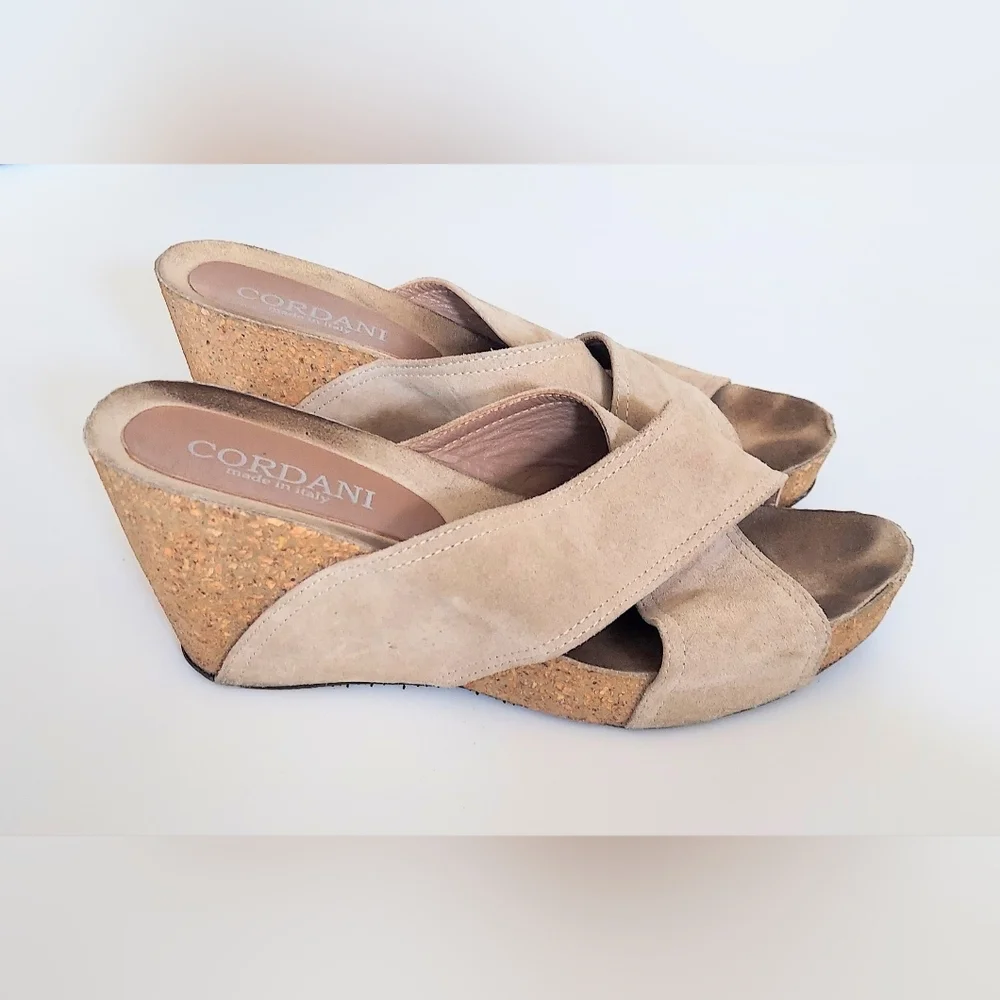 Cordani Size US 8 EU 39 Devon Platform Wedge Sandal Avio Suede